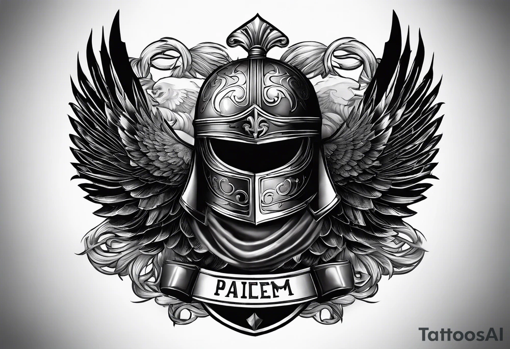 Si vis pacem, para bellum
Roman helmet and crest and eagle soaring tattoo idea