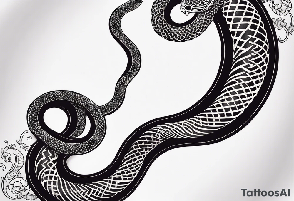 Two headed snake tattoo for placement along the spine in japanese style where the head is positioned at the bottom end of my spine to symbolise a journey of healing and transformation tattoo idea