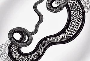 Two headed snake tattoo for placement along the spine in japanese style where the head is positioned at the bottom end of my spine to symbolise a journey of healing and transformation tattoo idea