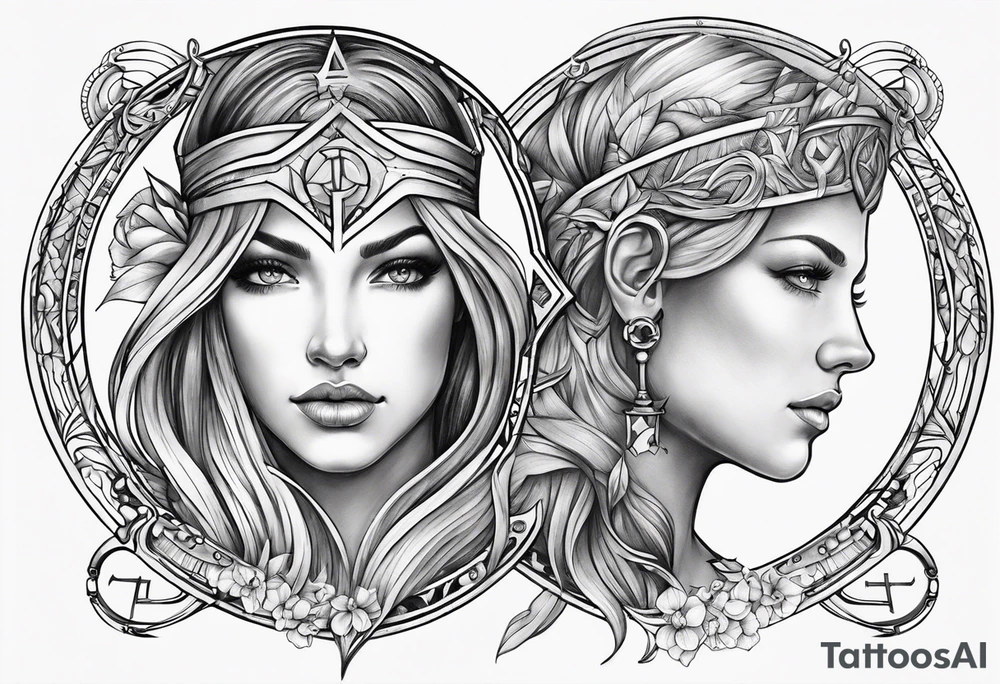 Virgo and Sagittarius zodiac signs tattoo idea