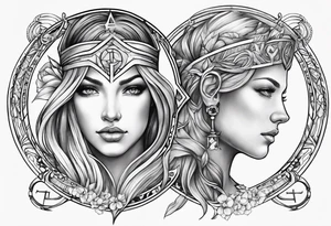 Virgo and Sagittarius zodiac signs tattoo idea