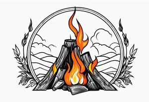 Bonfire with a smoke that forms into an archer tattoo idea