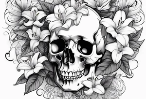 skulls and lillies tattoo idea