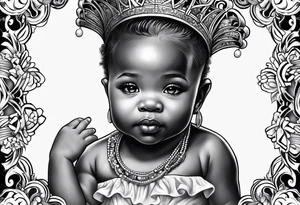 African American baby girl princess tattoo idea