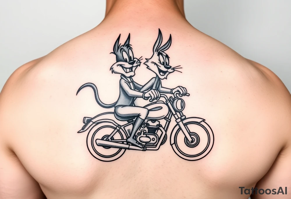Mr. And Mrs. Taz looney toons characters riding a motorcycle tattoo idea