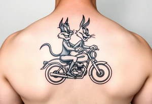 Mr. And Mrs. Taz looney toons characters riding a motorcycle tattoo idea