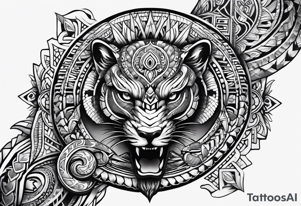 aztec snake sleeve tattoo idea