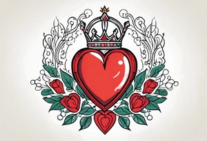 sacred heart vintage traditional tattoo oversized crown with jewels tattoo idea