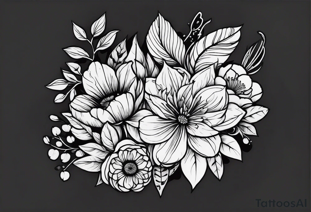 bouquet tattoo idea