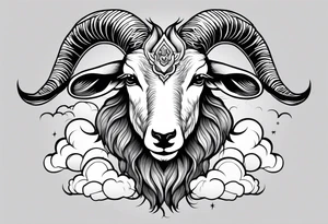 full body goat with kumo clouds tattoo idea