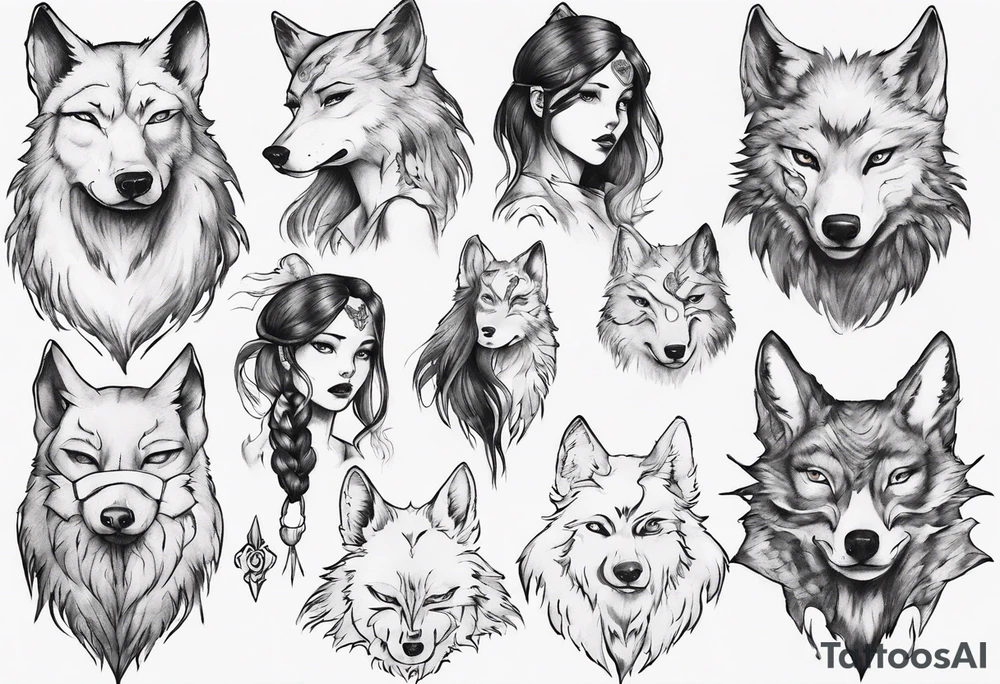 Wolf girl tattoo idea