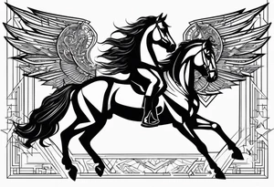 powerful horse and its rider, freedom, equality, trust, love, stars, maybe wings? tattoo idea