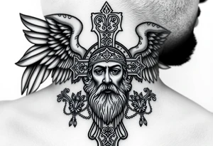 Archangel Michael in armour
A large Orthodox cross with ornate detailing
Christ Pantocrator face (very traditional Orthodox icon style)
Saints like St. Nicholas or St. Andrew tattoo idea