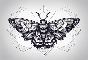 small Moth flying into outer space tattoo idea