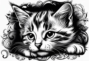 Kitten laying down sleeping tattoo idea