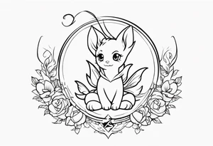 A fairy with a tail inspired by the logo of the show called Fairy Tail in a fetal position tattoo idea
