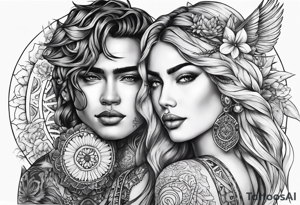 Sol e Lua juntos tattoo idea