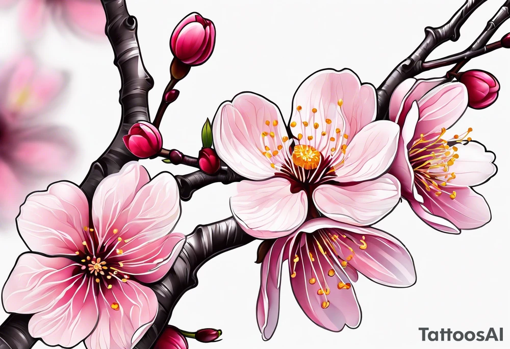 cherry blossom flower design tattoo idea