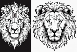 Lion face, half geometry tattoo idea