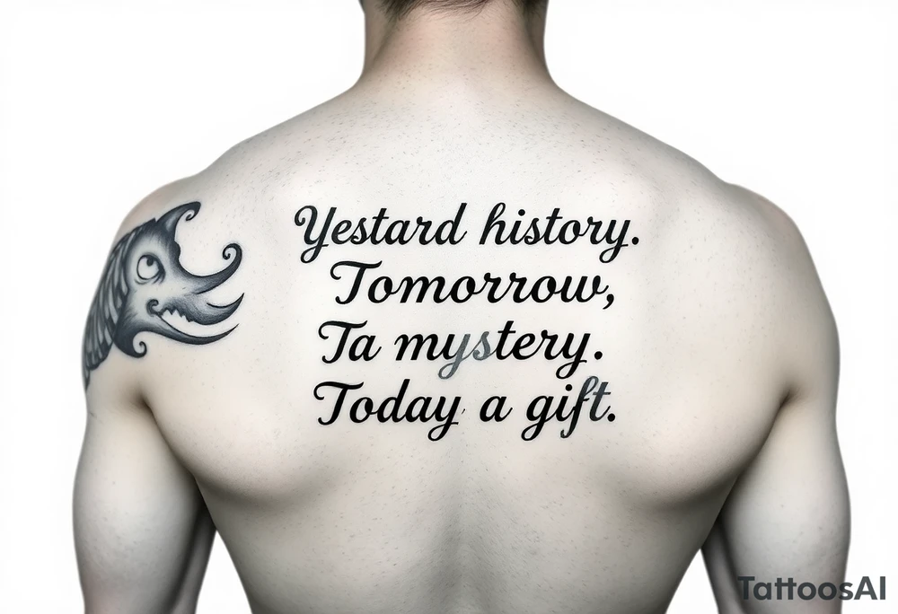 Yesterday is history.
Tomorrow is a mystery.
Today is a gift. tattoo idea