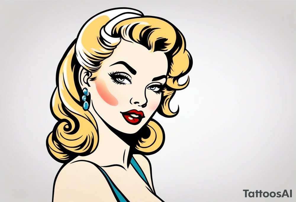 American Traditional pinup girl with blonde hair tattoo idea