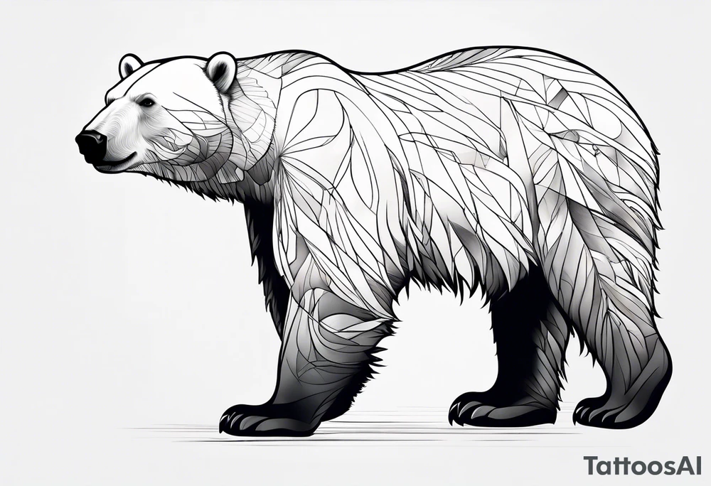 Polar bear in a minimalist but masculine 
 way tattoo idea