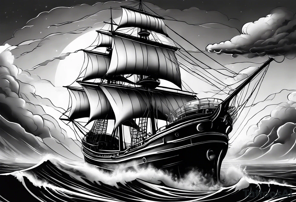 storm clouds surrounding a ship tattoo idea