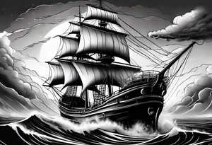 storm clouds surrounding a ship tattoo idea