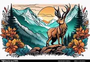 jackelope  mountain forest tattoo idea