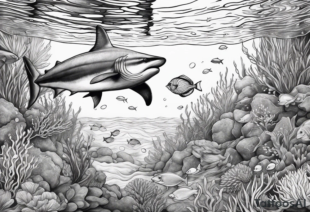 under water ocean scene tattoo idea