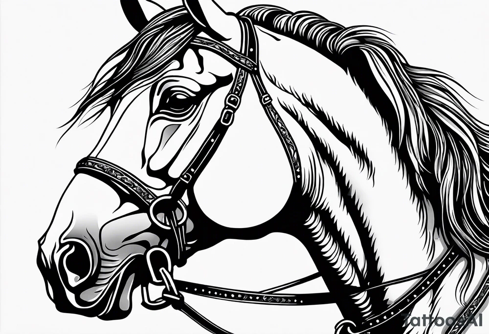 Horse portrait no shading tattoo idea