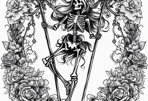 Skeleton dancing around a May pole tattoo idea