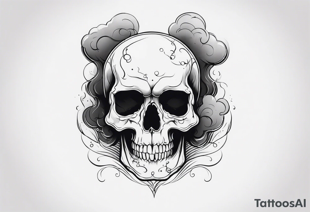 skull with smoke coming from the bottom tattoo idea