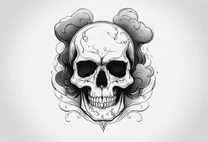 skull with smoke coming from the bottom tattoo idea