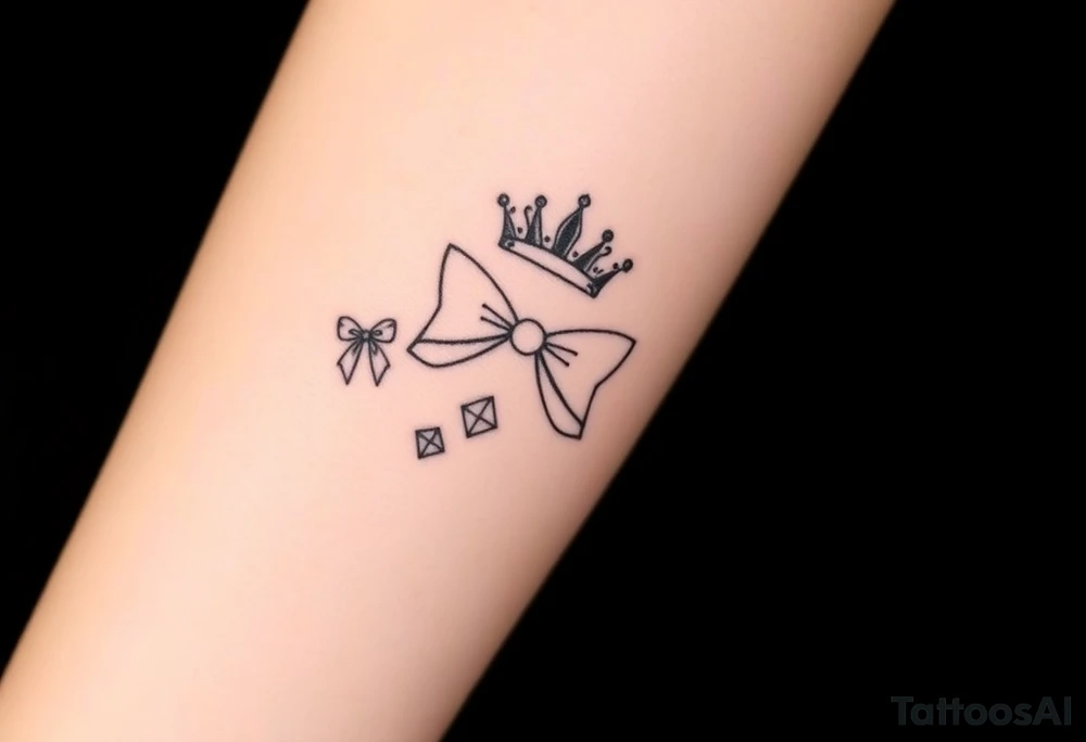 Bows and diamonds and crown tattoo idea