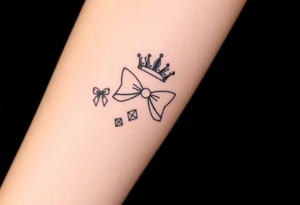 Bows and diamonds and crown tattoo idea
