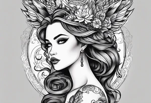 Black, female siren from a storybook tattoo idea