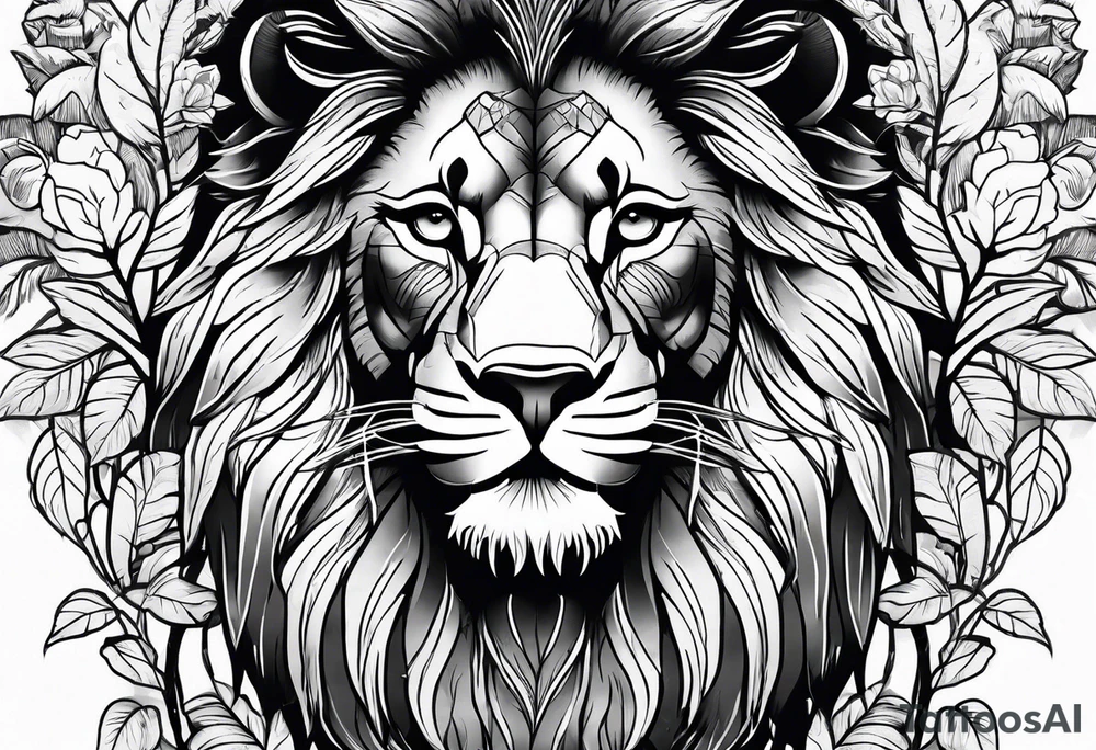 Lion in jungle tattoo idea