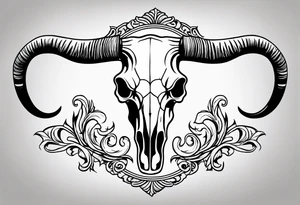 longhorn skull, western tattoo idea