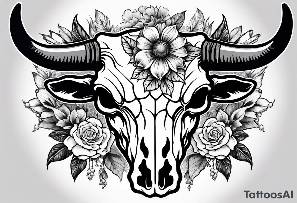 Forearm half sleeve. Western cow skull with flowers tattoo idea Forearm half sleeve. Western cow skull with flowers tattoo idea