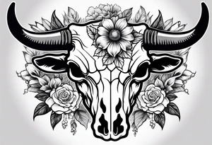 Forearm half sleeve. Western cow skull with flowers tattoo idea