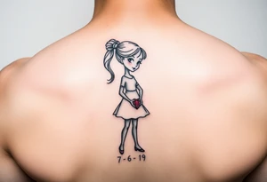 Young girl stick figure with a ruby and 7-6-19 tattoo idea