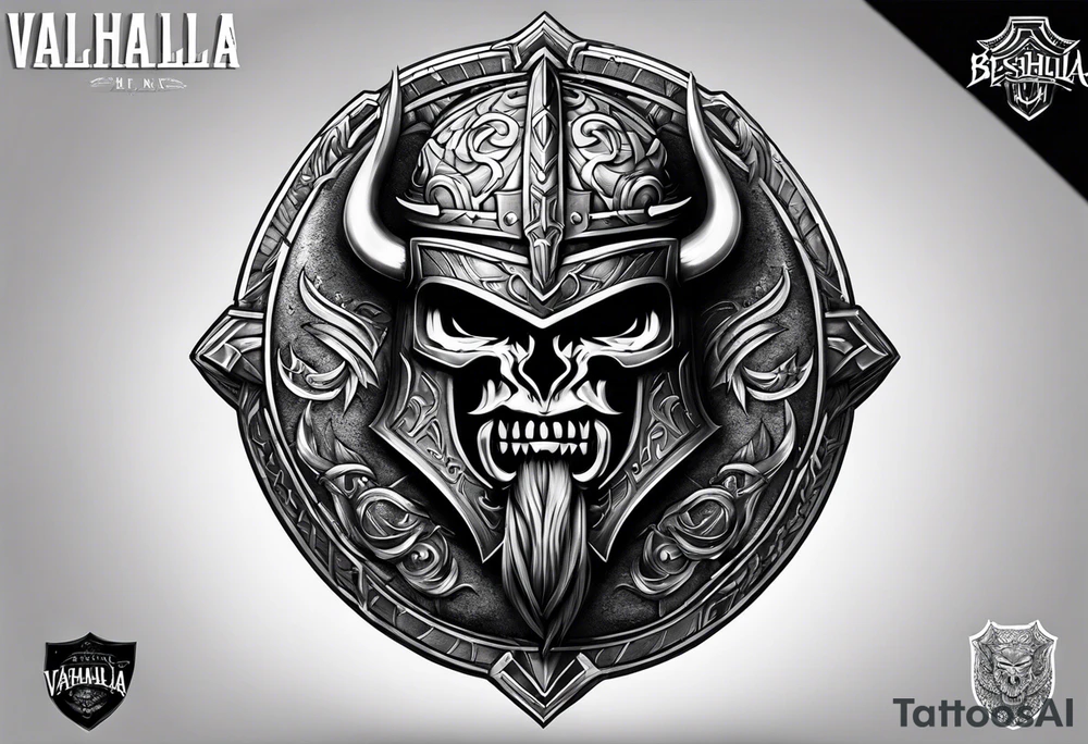 Valhalla round shield berserker tattoo idea