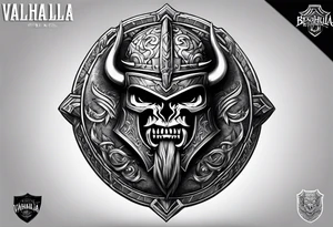 Valhalla round shield berserker tattoo idea