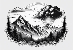 explosion in mountains tattoo idea