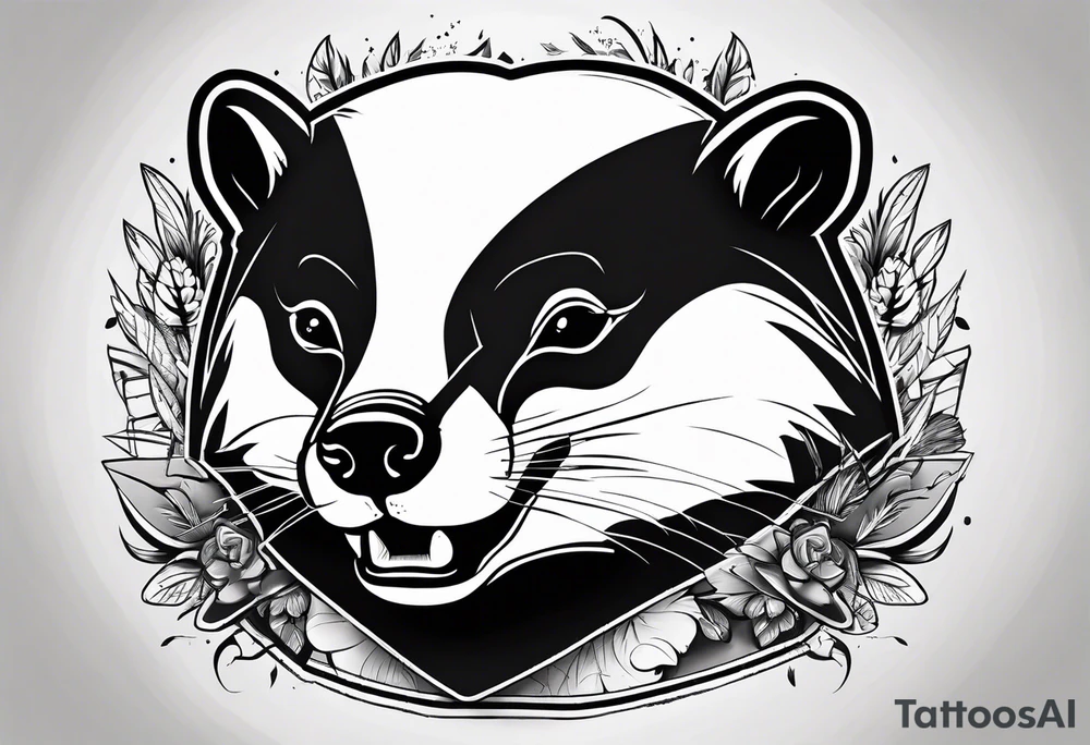 aggressive full and all body and killer face badger/wolverine with cute smile long nails and attacks like a gladiator tattoo idea
