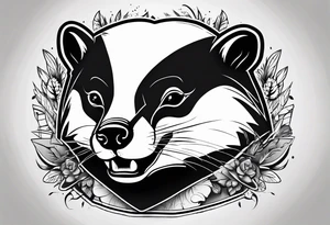 aggressive full and all body and killer face badger/wolverine with cute smile long nails and attacks like a gladiator tattoo idea