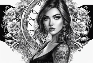 hourglass, blue-eyed girl, dice tattoo idea