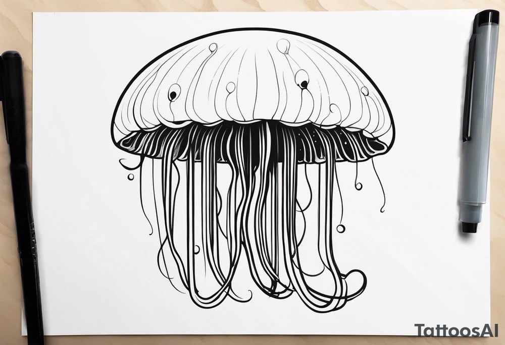 jellyfish with a small head and really long tentacles tattoo idea