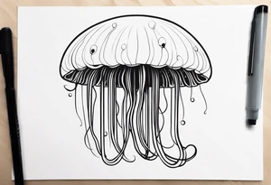 jellyfish with a small head and really long tentacles tattoo idea